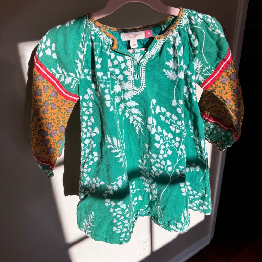 Pink Chicken Mixed Print Tunic Dress